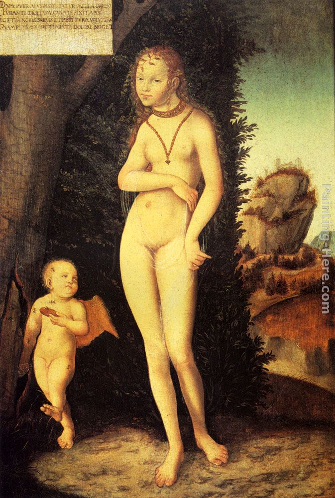 Venus With Cupid The Honey Thief painting - Lucas Cranach the Elder Venus With Cupid The Honey Thief art painting